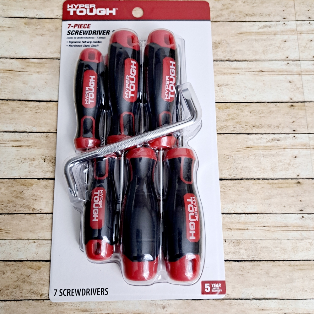 Hyper Tough 7-Piece Screwdriver Set - Red and Black